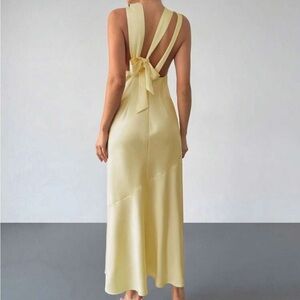 Elegant Backless Yellow Dress